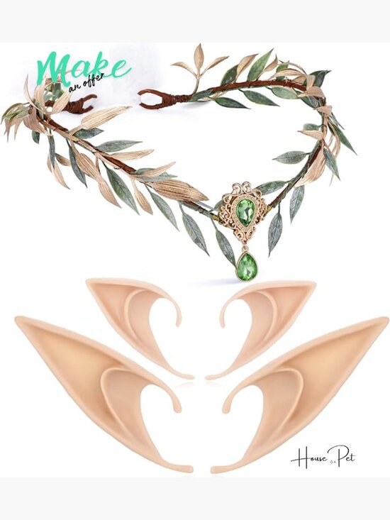 Fairy Crown with Elf Ears Set - Handmade Woodland Elf Headpiece for Cosplay main image 6